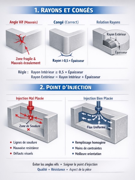 Rayons et congés en injection plastique