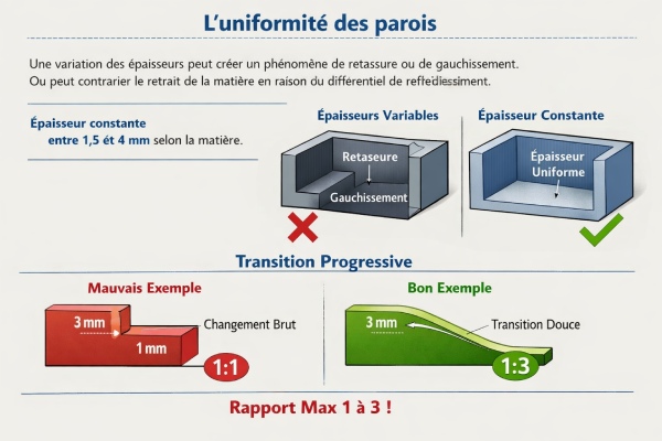 Uniformité des parois en injection plastique